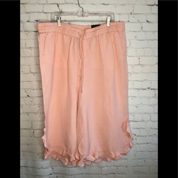 Plus‎ Size 18 Lane Bryant Peach Linen Capris Pants. - Picture 1 of 8